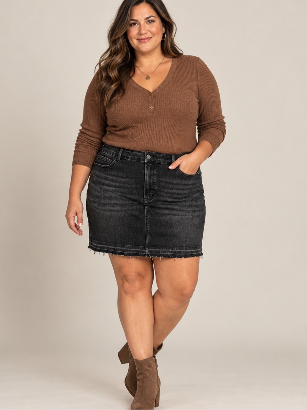 Judy Blue 2XL Black Denim Mini Skirt Raw Frayed Hem Plus Size